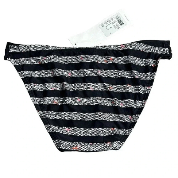 LOLE bikini bottom , women small. Black , striped , pleated , metal logo , NWT - Picture 5 of 10